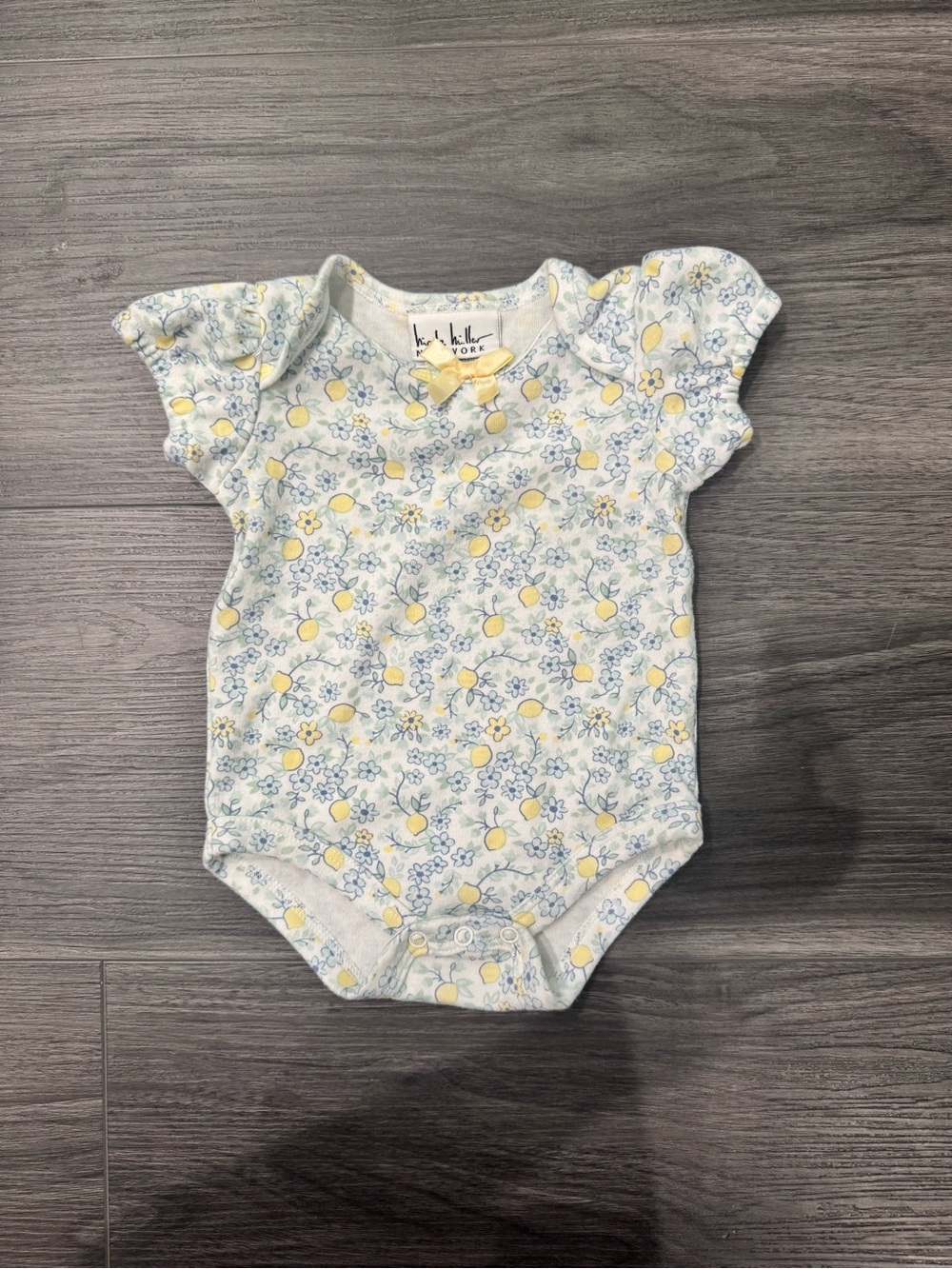 KicKee Pants Yellow & Blue Floral Baby One-Piece